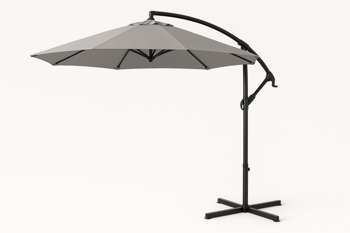 Runder Sonnenschirm Grau 300 cm Polyester Aluminium-Lumidomusvivo