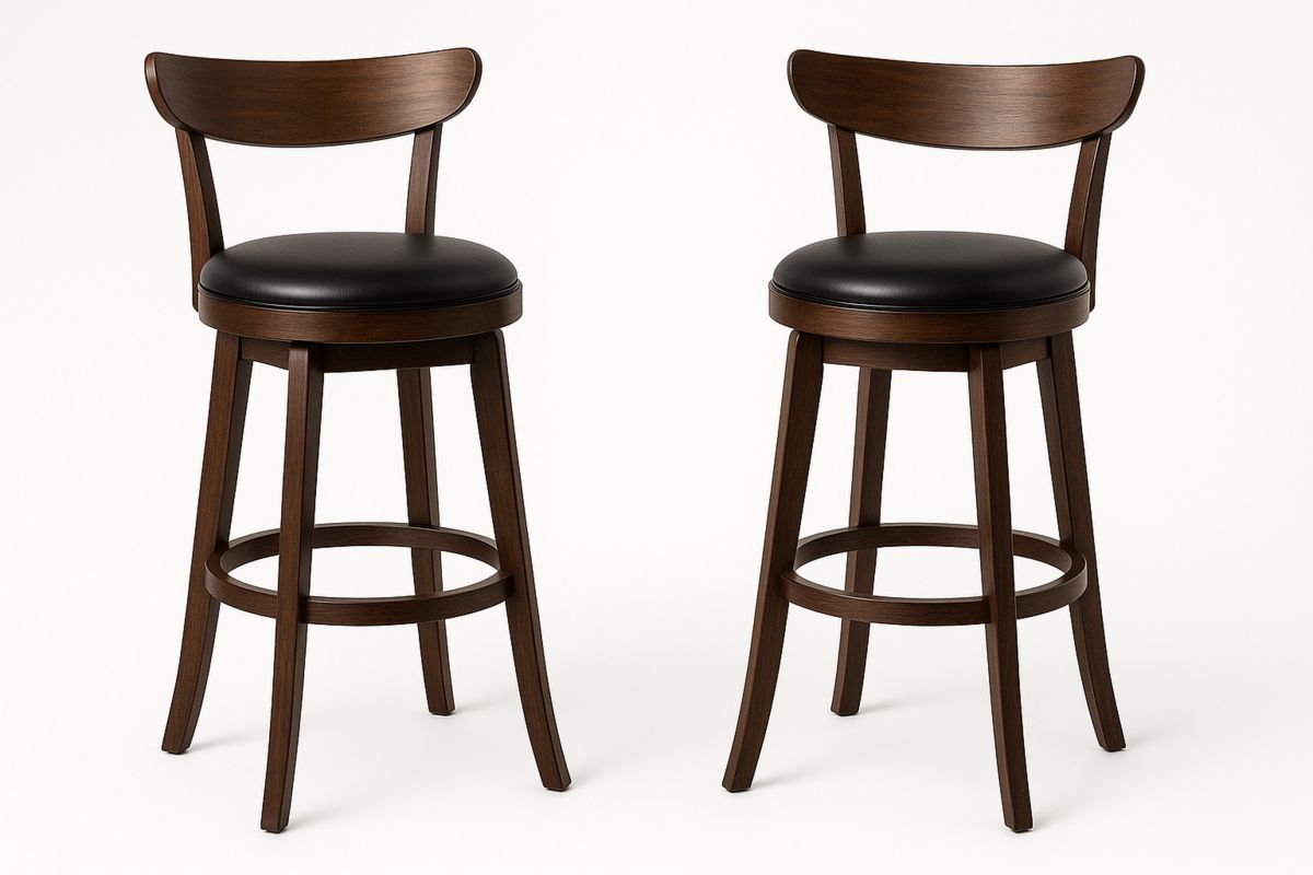 2er Set Barhocker Holz Dunkelbraun Schwarz PU-Leder-Lumidomusvivo