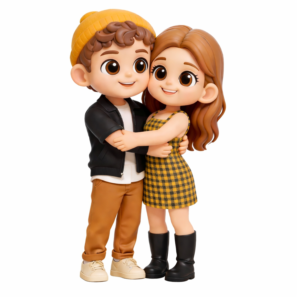 Custom 3D Figure Doll Personalized Fridge Magnet Heart Shaped Display Mini Figure Fridge Decor Romantic Gift For Lovers