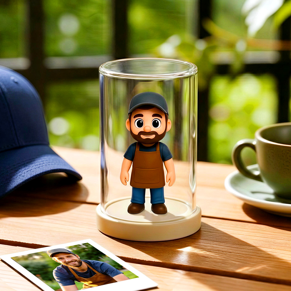 Cadeau de figurine 3D personnalisé pour la fête des pères – Souvenir photo personnalisé pour le bureau, la voiture et la décoration de la maison