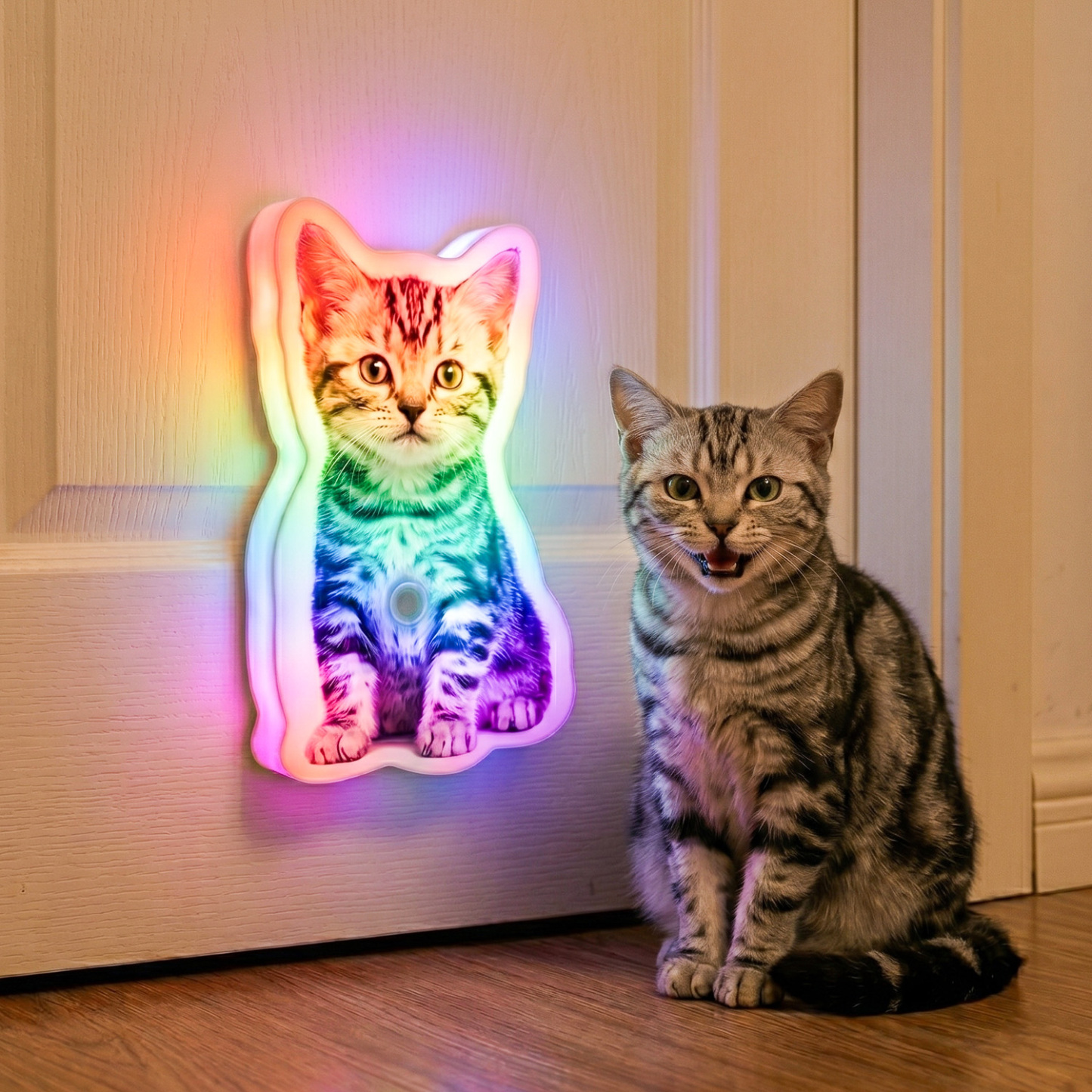 Lampe Murale Personnalisée Avec Capteur De Mouvement Pour Chat Et Chien, Veilleuse Avec Photo D'animal De Compagnie Personnalisée Pour Amoureux Des Animaux De Compagnie - 