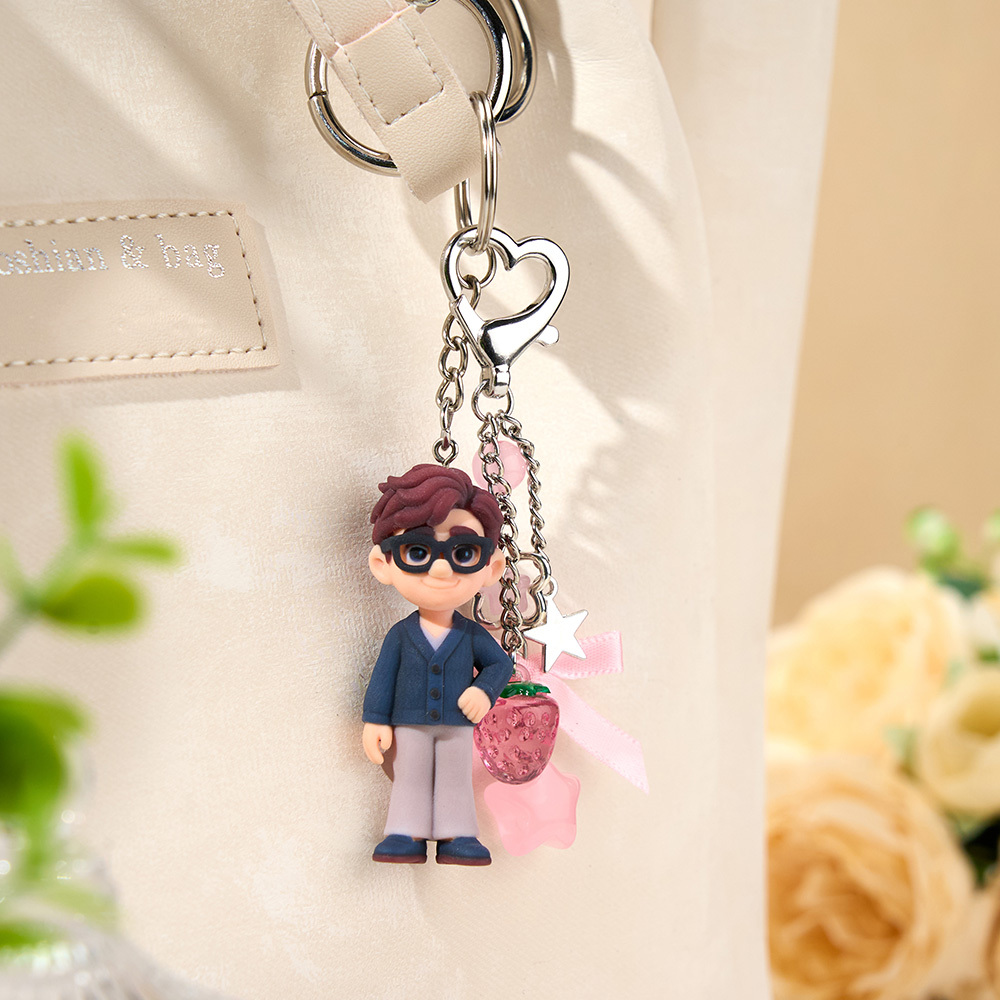 Porte-clés Mini Figurine Personnalisé À Partir D'une Photo, Rose, Cadeau Mignon Pour La Saint-valentin, Cadeau Romantique Pour Les Couples - 