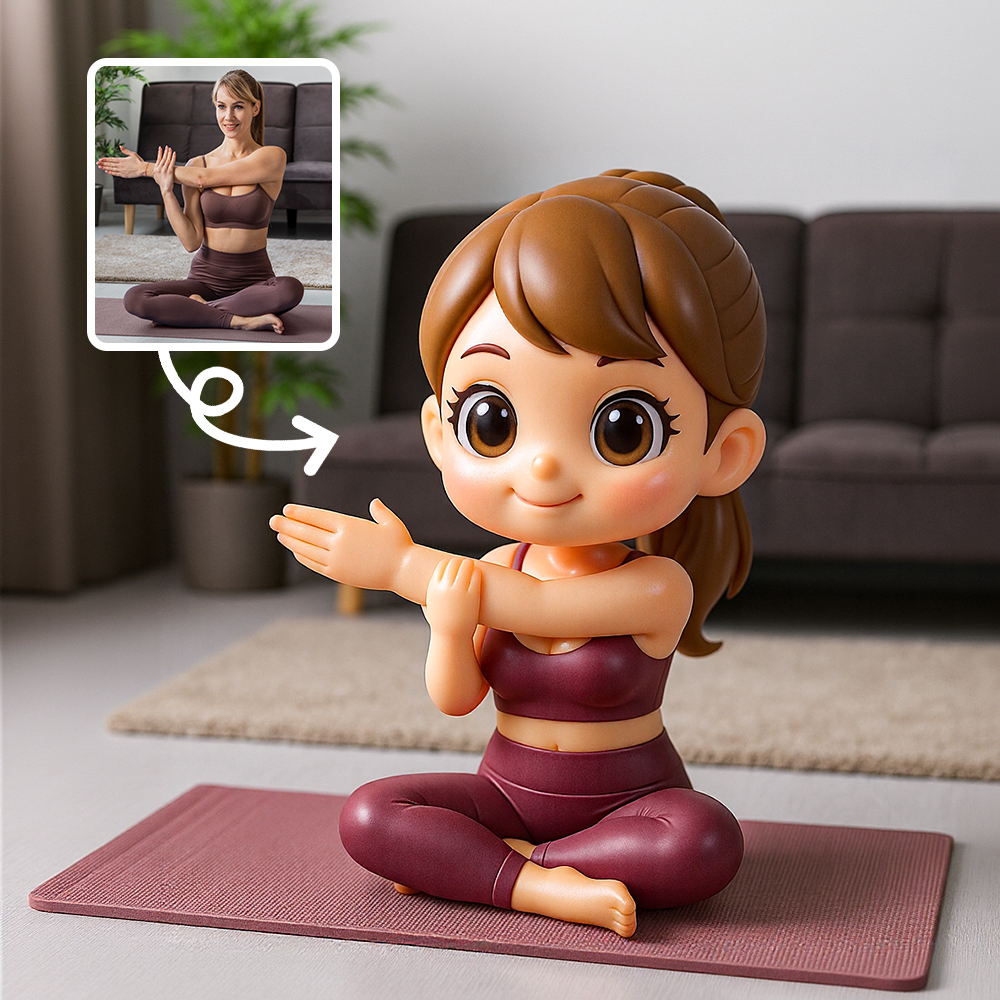 Adorable Yoga Girl Cartoon Style Desktop Decoration Collectible Toy