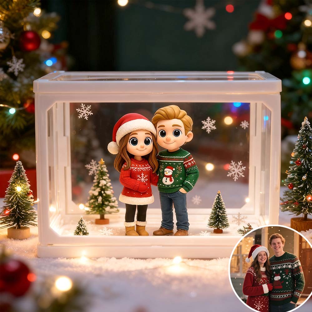Figurine 3d Personnalisée Pour Couple, Vitrine En Verre, Décoration Unique Pour Maison De Poupée, Cadeau D'anniversaire, Idée Cadeau Pour Noël Ou Les Fêtes. - 