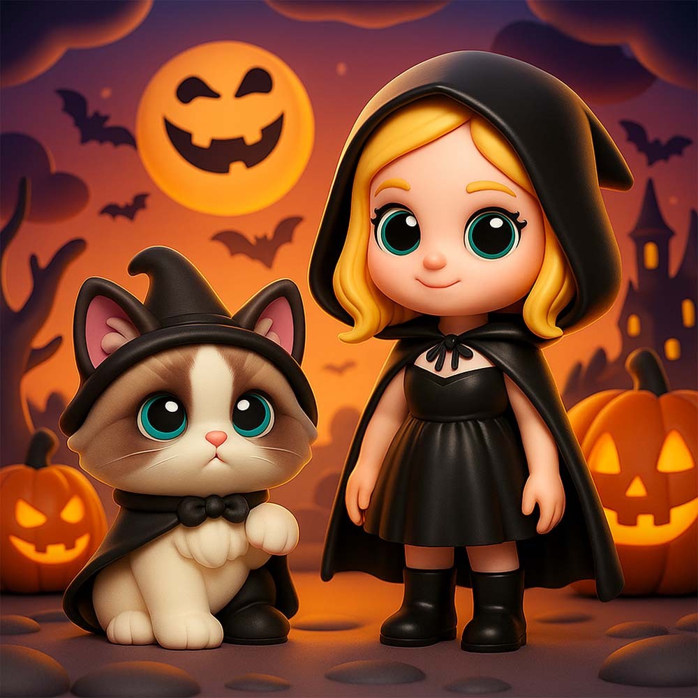 Custom Spooky Family 3D Figure Kid Safe Halloween Decor Gift Set for Children