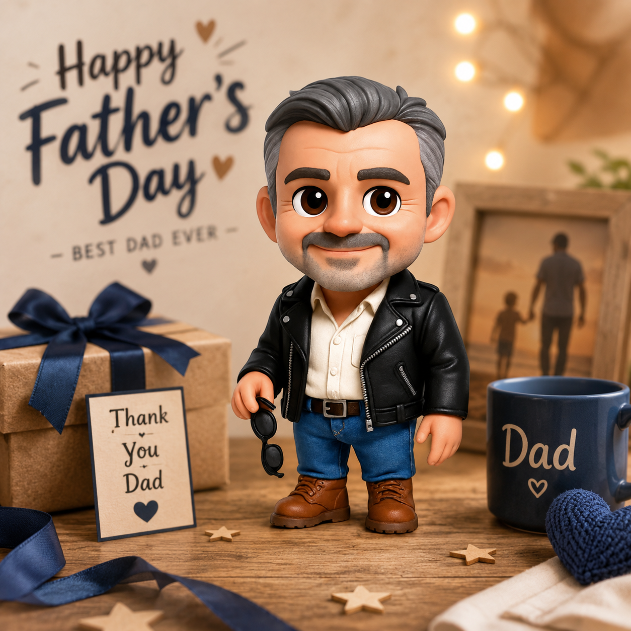 Figurine 3D Personnalisée à partir de Votre Photo – Cadeau Unique pour Papa, Mini Figurine Sur Mesure pour la Fête des Pères