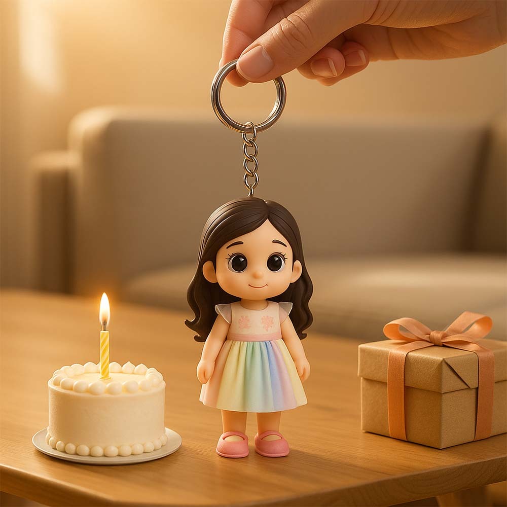 Custom 3D Keychain Figure Based on Your Photo Personalized Mini Doll Birthday Gift