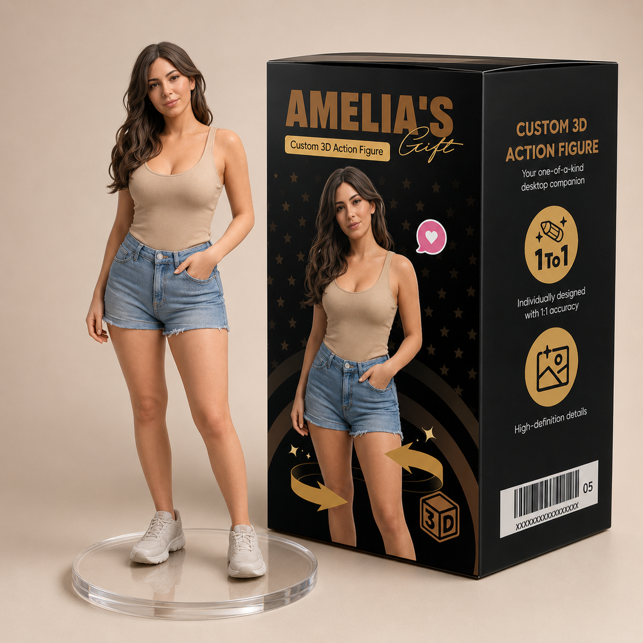 Figurine 3D Réaliste Personnalisée à Partir D'une Photo Figurine D'action Complète Personnalisée Avec Boîte D'affichage - 