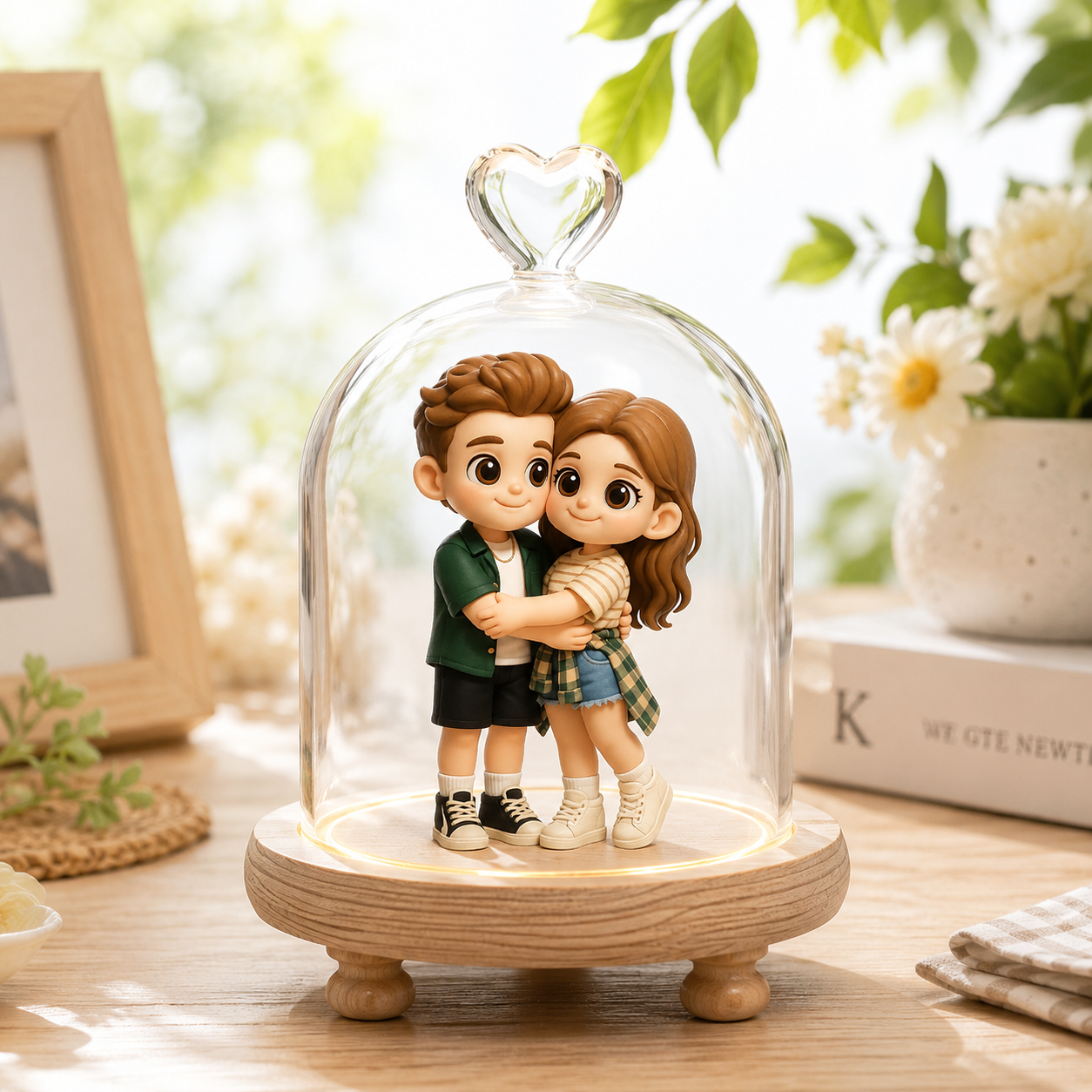 Personnalisé Figurine 3D Veilleuse Photo | Lampe LED Coeur Cadeau Romantique Unique pour Couple Anniversaire