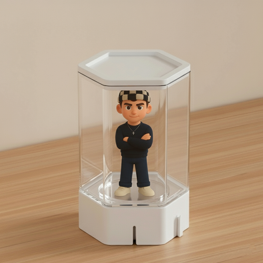 Figurine Miniature 3d Personnalisée Avec Boîte De Présentation Transparente Alvéolée Pour Un Rangement Protecteur Et Transparent.