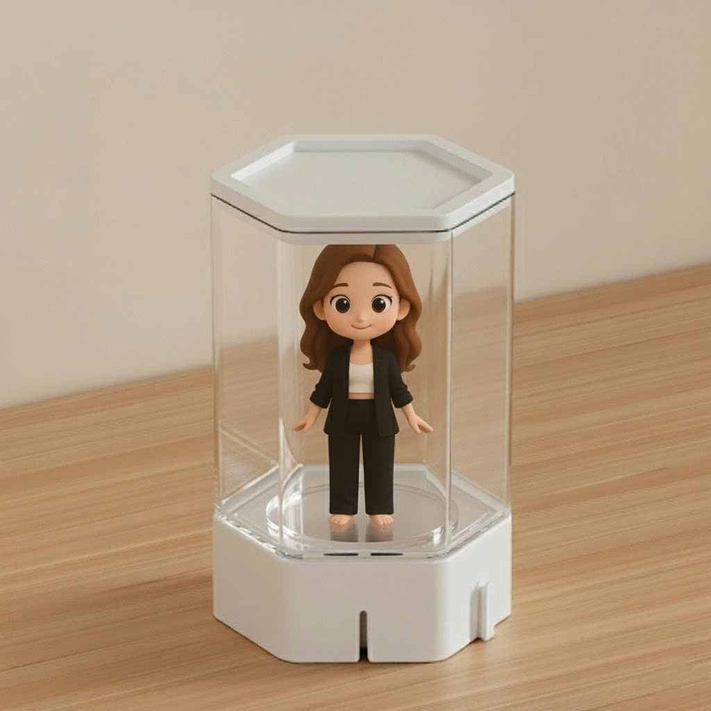 Figurine Miniature 3d Personnalisée Avec Boîte De Présentation Transparente Alvéolée Pour Un Rangement Protecteur Et Transparent.