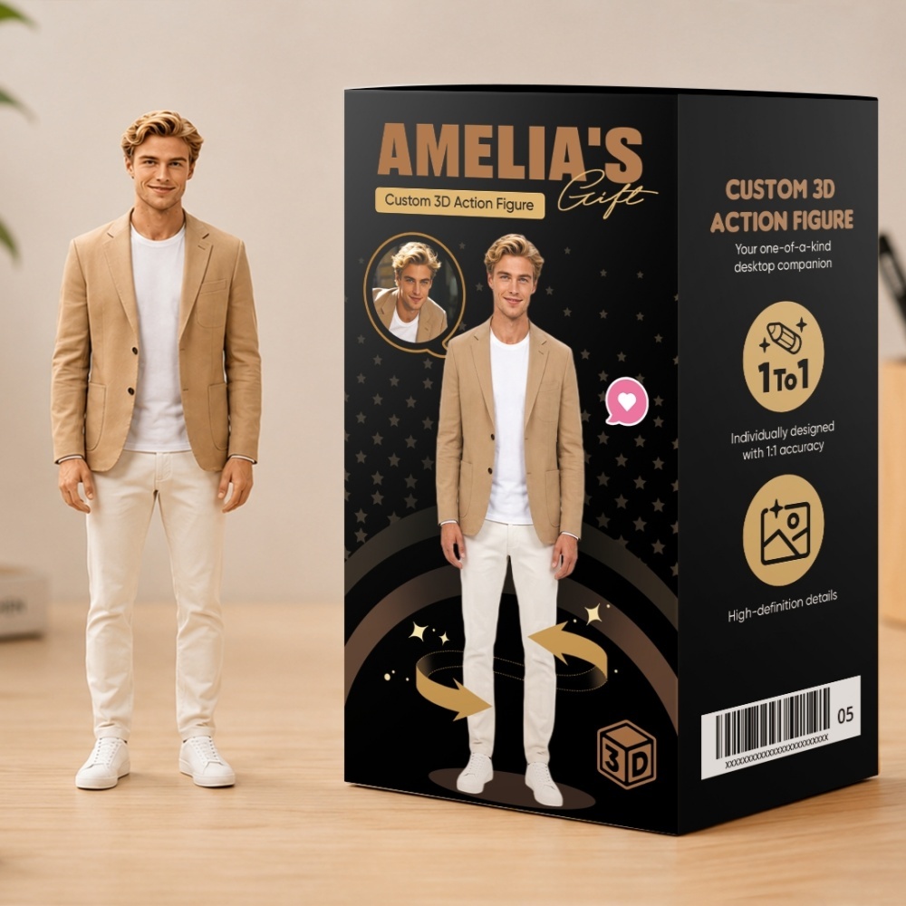 Figurine 3D Réaliste Personnalisée à Partir D'une Photo Figurine D'action Complète Personnalisée Avec Boîte D'affichage - 