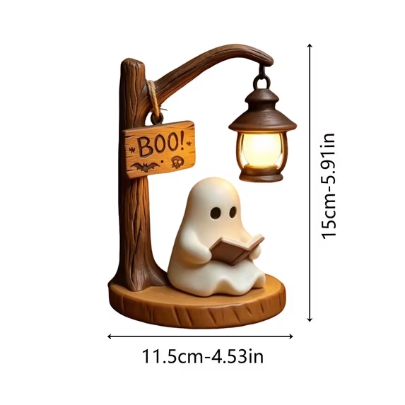 Figurine Fantôme Mignonne éclairée De 15,2 Cm, Lanterne Vintage, Statue De Table Pour Décoration D'automne, Lampe Fantôme De Ferme Rustique Pour Chambre à Coucher, Cadeau De Table De Nuit