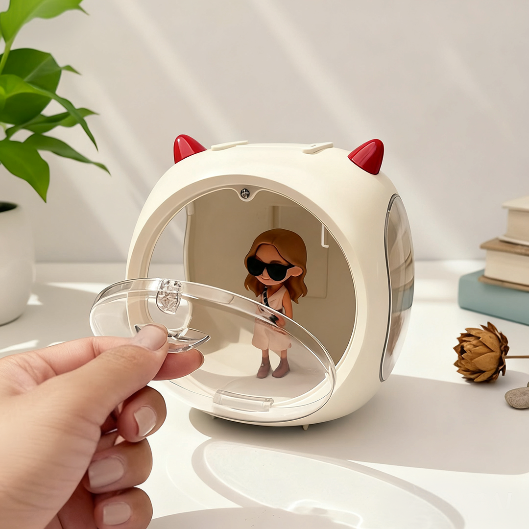 3D Figure Personalized Devil Horn Space Capsule Display Case Showcase Shelf for Toy Figurine Collectibles Decoration Gift