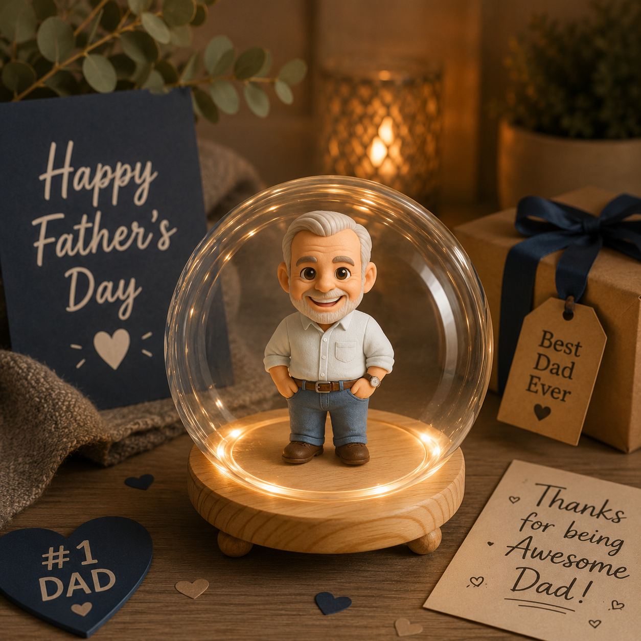 Veilleuse de figurine 3D personnalisée à partir d'une photo, figurine de jouet personnalisée, cadeau unique et mémorable pour papa, cadeau parfait pour la fête des pères - 
