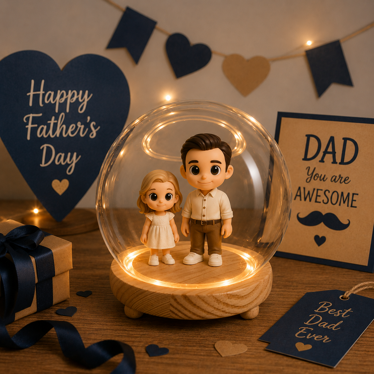 Veilleuse de figurine 3D personnalisée à partir d'une photo, figurine de jouet personnalisée, cadeau unique et mémorable pour papa, cadeau parfait pour la fête des pères - 
