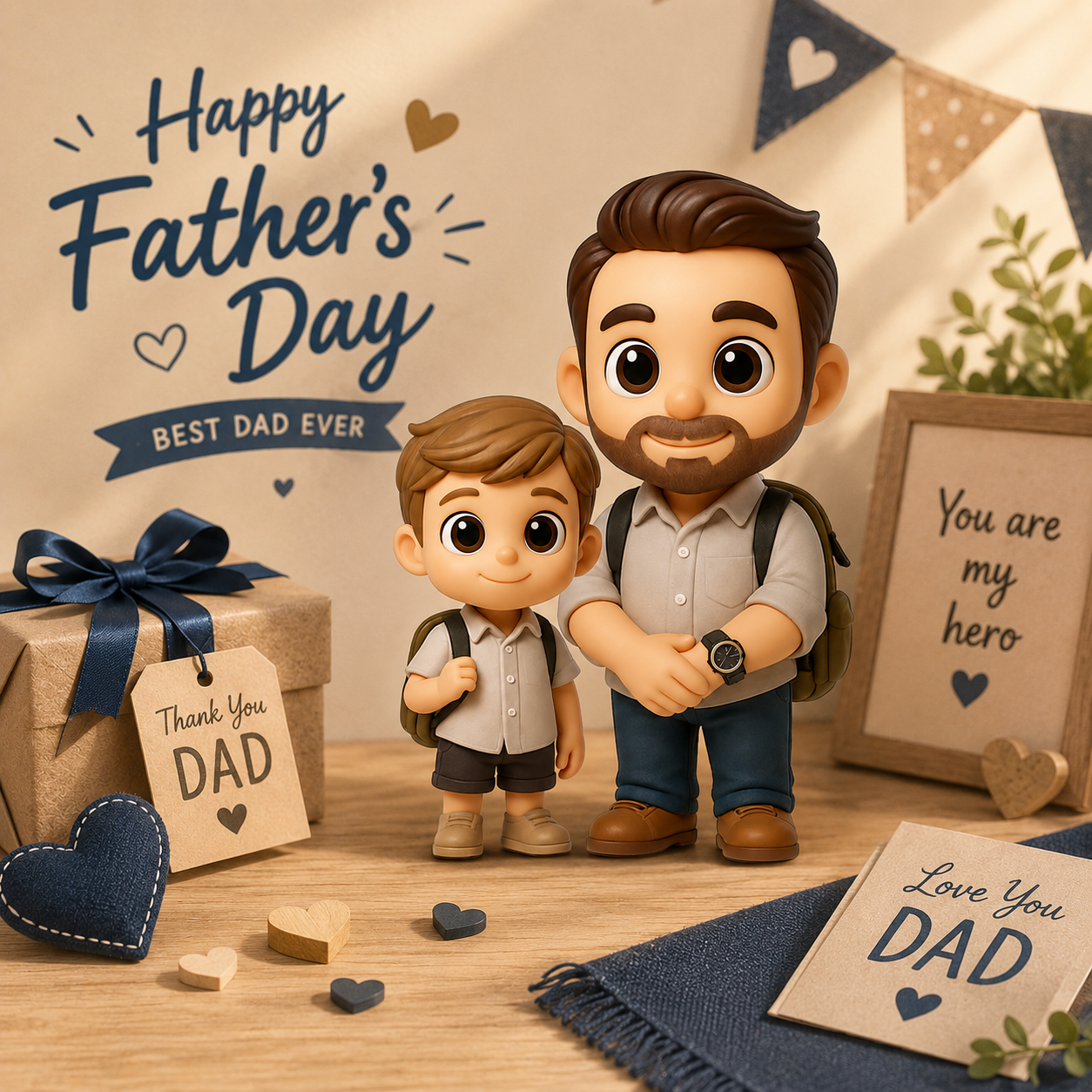 Figurine 3D Personnalisée à partir de Votre Photo – Cadeau Unique pour Papa, Mini Figurine Sur Mesure pour la Fête des Pères