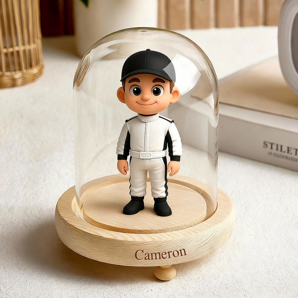 Custom 3D Action Figure Night Lamp Engraved Base from Your Photo Glass Display Dome Personalized  Unique Gift for Boyfriend, Girlfriend or Anniversary