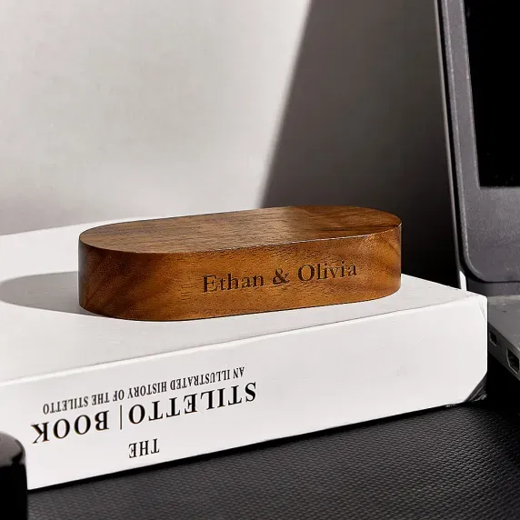 Figurine 3D personnalisée à partir d’une photo avec base en bois gravée Message personnalisé Support en bois massif Cadeau unique pour la fête des pères pour papa - 