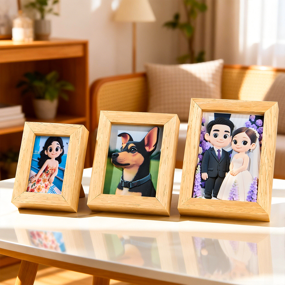 Custom 3D Relief Photo Frame Cartoon Style Personalized Photo Gift for Couples Valentines Day Anniversary Decor