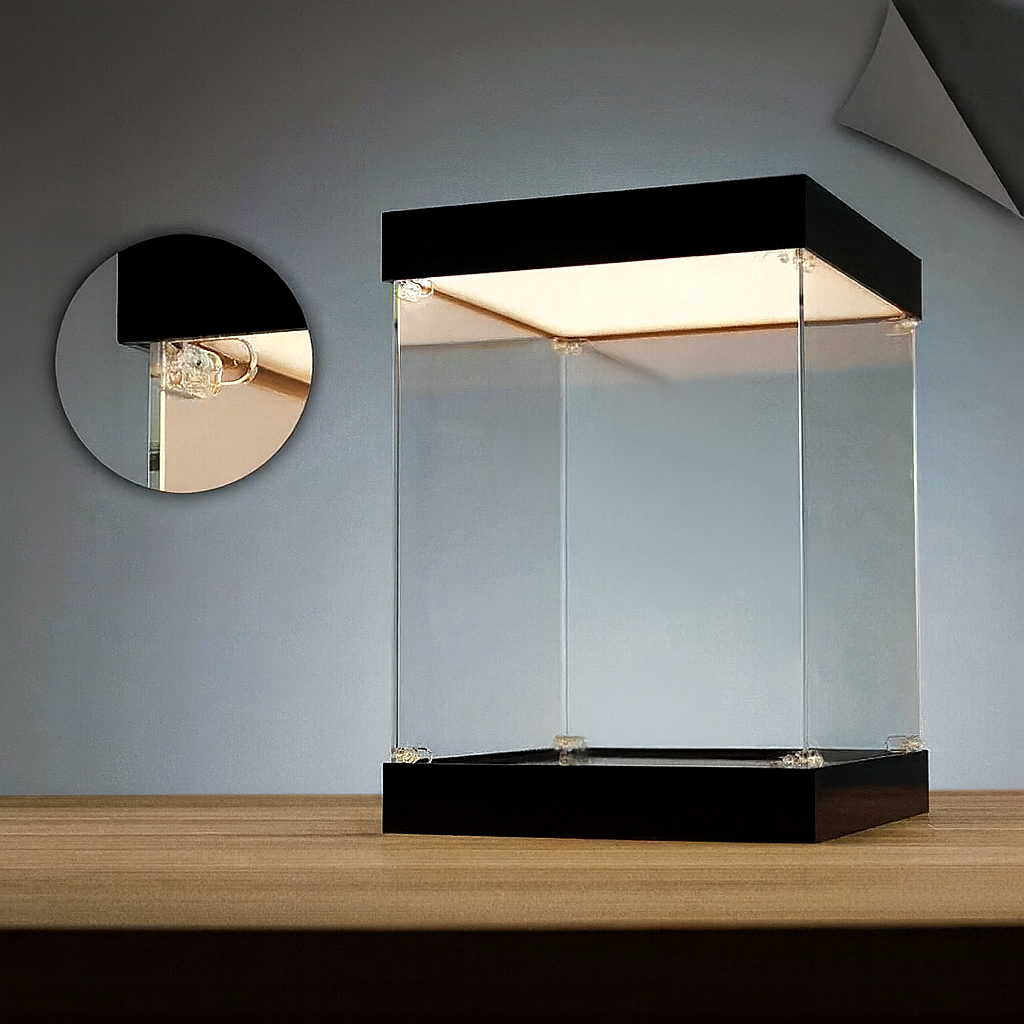 LED Acrylic Display Box For 3D Figures Easy Assembly No Tape