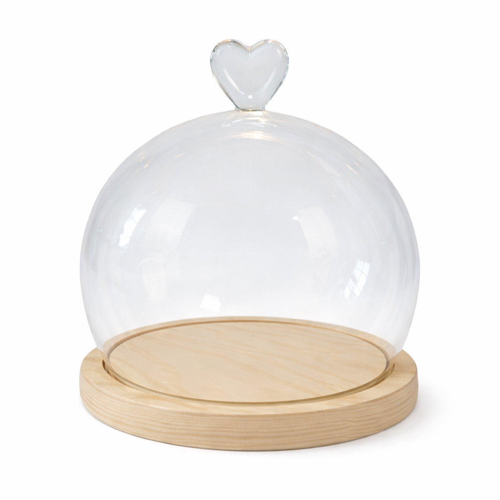 (convient Aux Figurines 3d) Socle En Bois En Forme De Cœur Avec Dôme En Verre