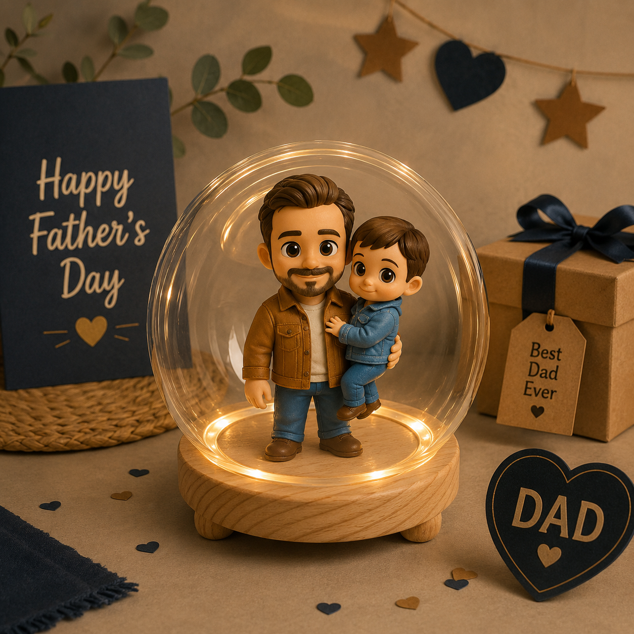 Veilleuse de figurine 3D personnalisée à partir d'une photo, figurine de jouet personnalisée, cadeau unique et mémorable pour papa, cadeau parfait pour la fête des pères - 
