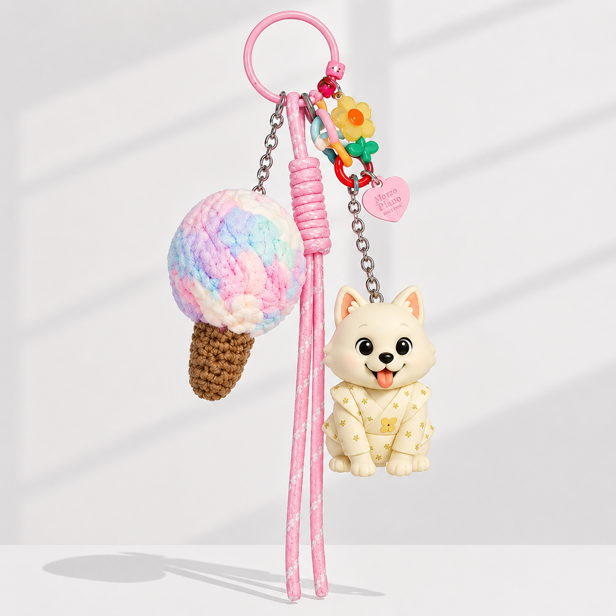 Figurine porte-clés 3D personnalisée à partir d'une photo avec charme de crème glacée colorée, cadeau mini poupée personnalisé pour son cadeau mignon pour petite amie - 