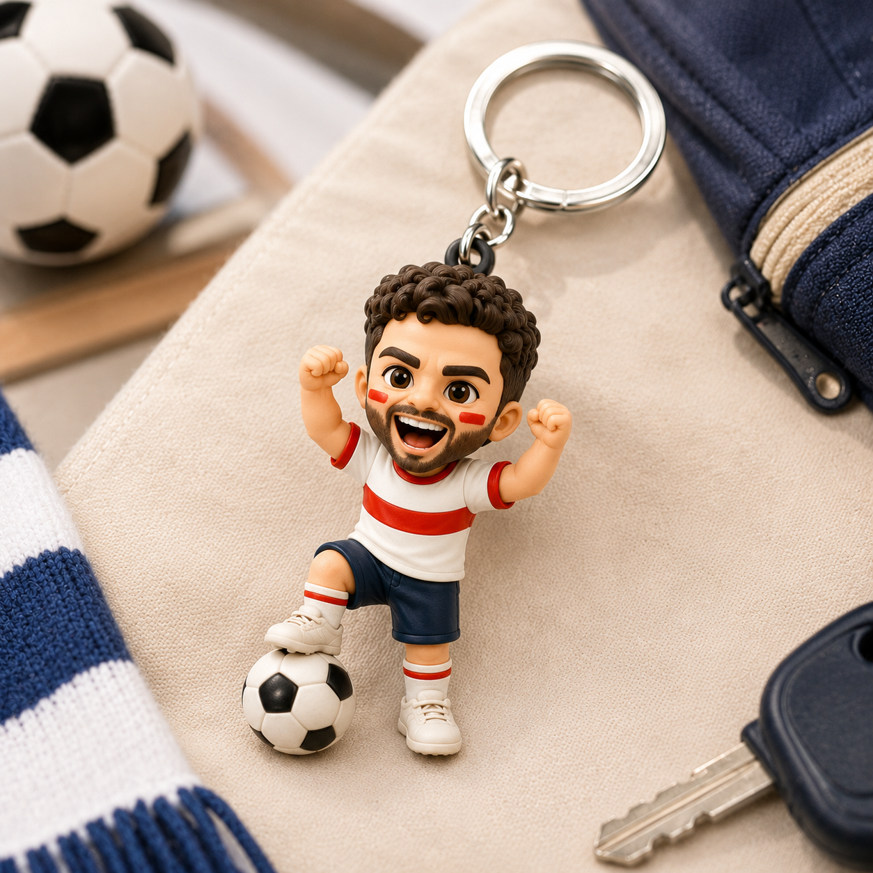 Porte-clés Personnalisé Avec Figurine 3D De Joueur De Football à Partir D'une Photo, Cadeau Personnalisé Pour Les Amateurs De Football - 
