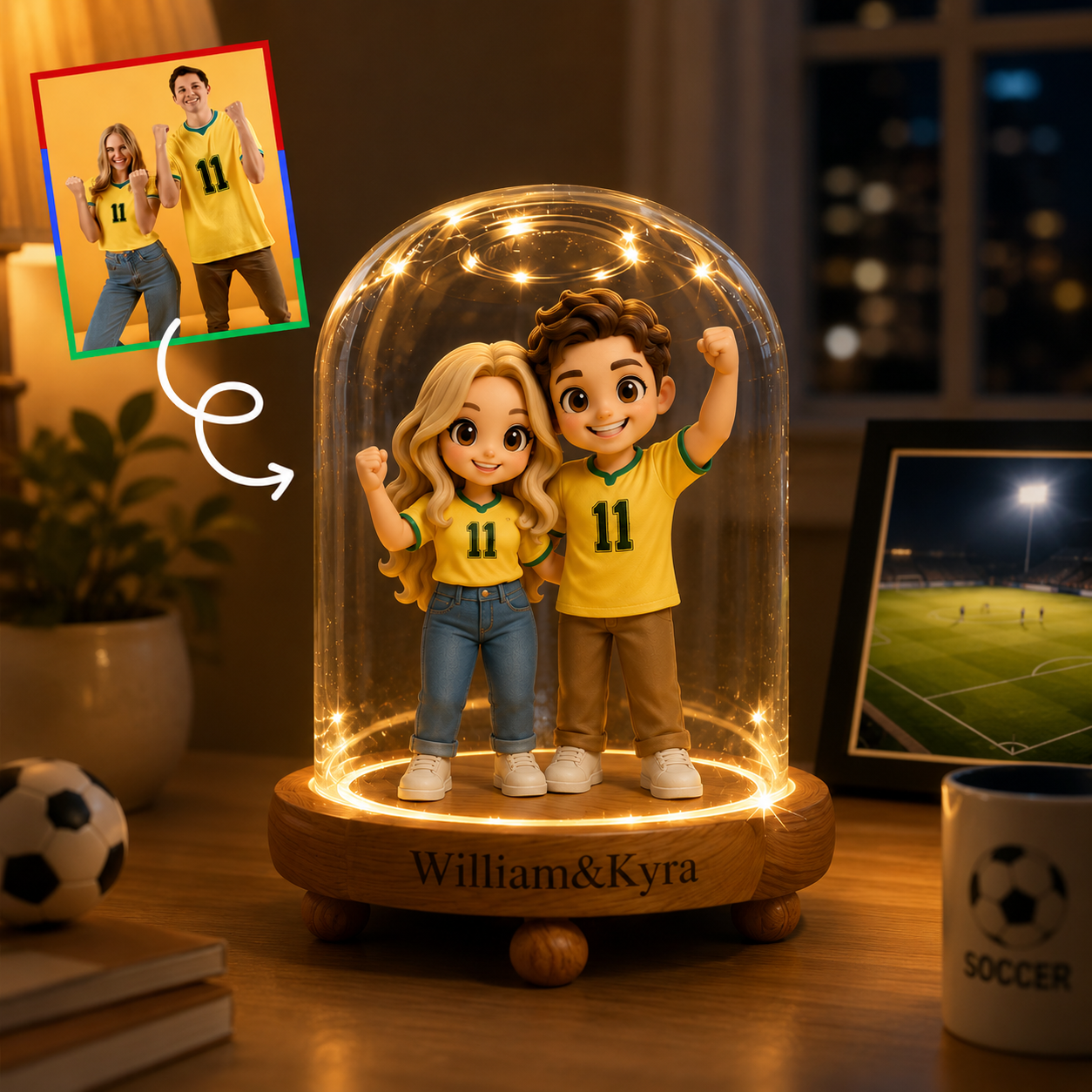 Lampe De Figurine 3D Personnalisée Pour Fan De Football à Partir De Photo Veilleuse Personnalisée Pour Amoureux De Football - 