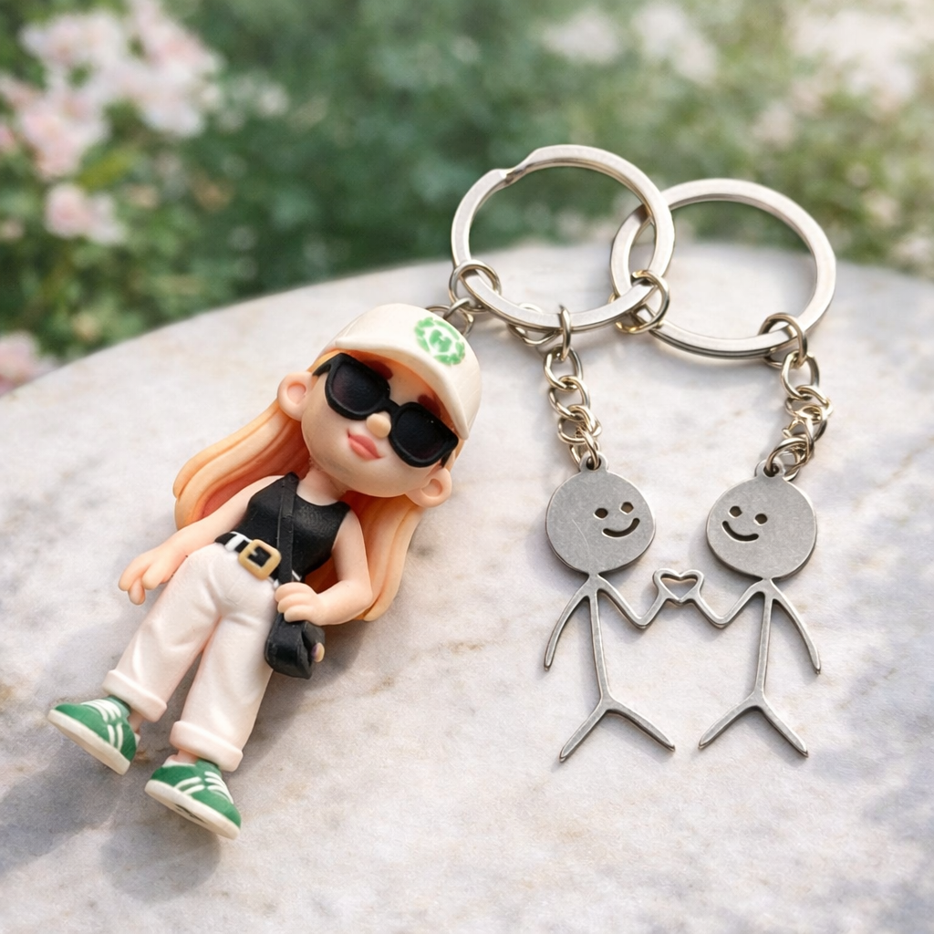 Porte-clés Figurine 3d Personnalisé Pour Couple, Coffret Cadeau Avec Photo - 