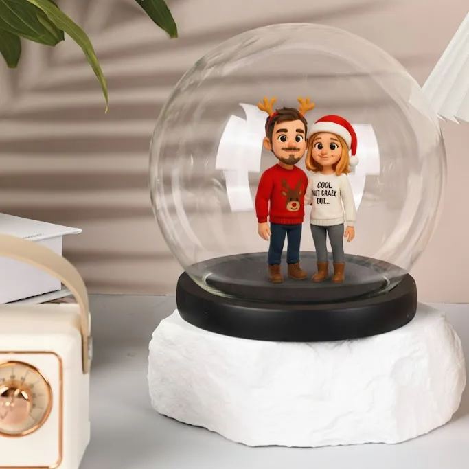 Custom 3D Action Figure Night Lamp Engraved Base from Your Photo Glass Display Dome Personalized  Unique Gift for Boyfriend, Girlfriend or Anniversary