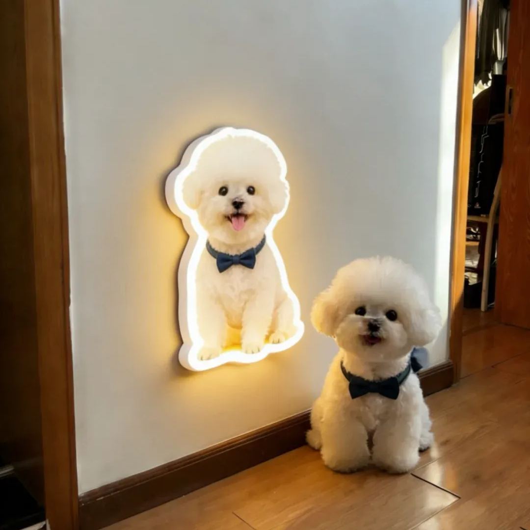 Lampe Murale Personnalisée Avec Capteur De Mouvement Pour Chat Et Chien, Veilleuse Avec Photo D'animal De Compagnie Personnalisée Pour Amoureux Des Animaux De Compagnie - 