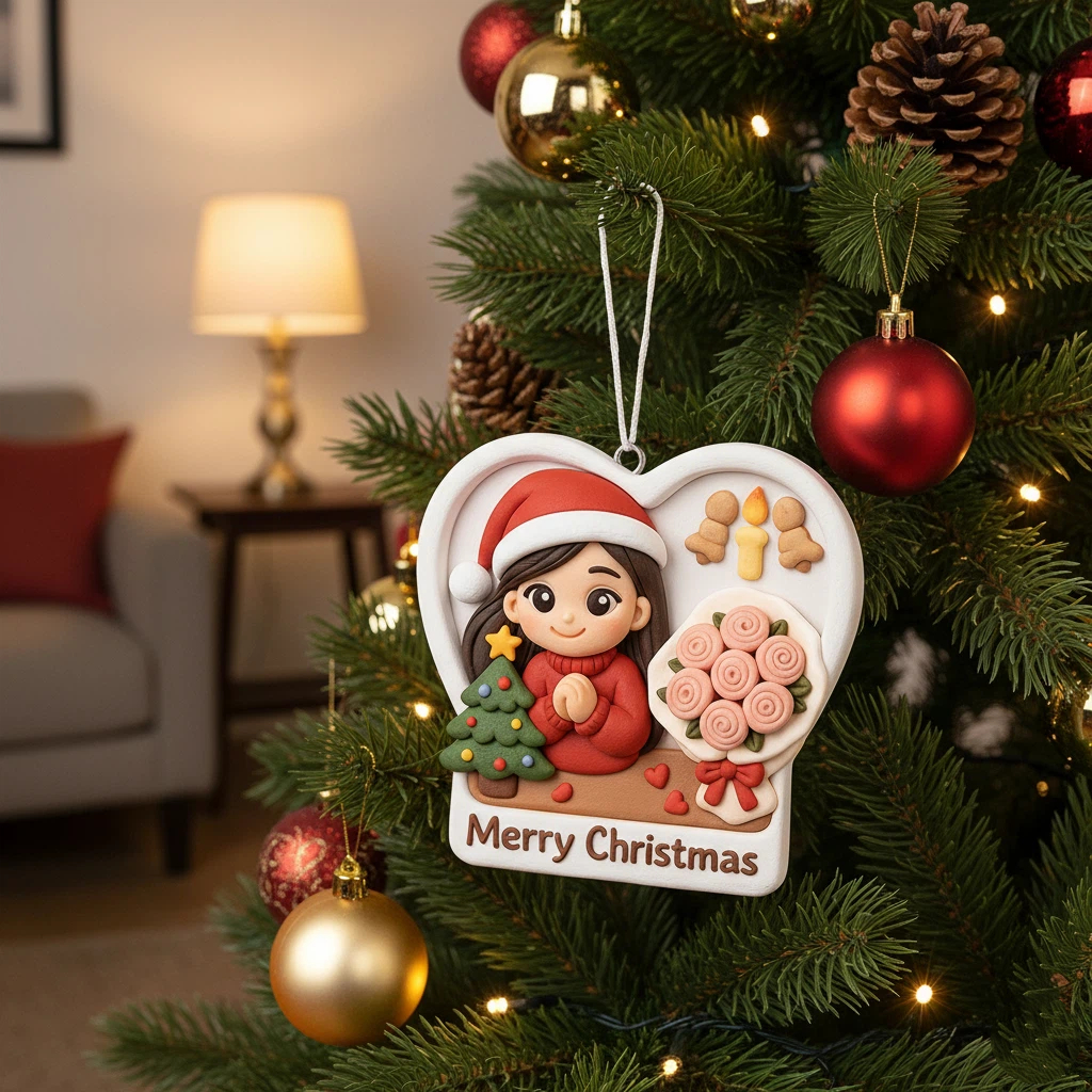 Décoration De Noël Personnalisée En Relief 3d, Cadeau Photo Personnalisé, Décoration D'arbre De Noël Unique Pour Couples, Famille, Amis, Souvenir De Vacances