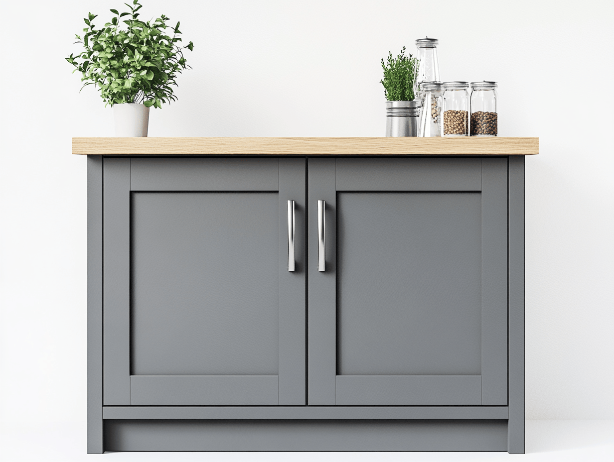 Szafka kuchenna z blatem – 2 drzwi – 100×40×80 cm – grafitowa z dębowym blatem – klasyczna do kuchni i jadalni-Habitatvo