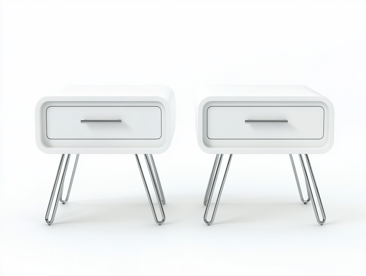 Zestaw 2 szafek nocnych – 1 szuflada – 45×30×50 cm – biały – styl retro industrialny-Habitatvo