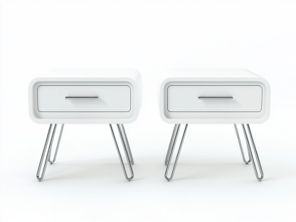 Zestaw 2 szafek nocnych – 1 szuflada – 45×30×50 cm – biały – styl retro industrialny-Habitatvo