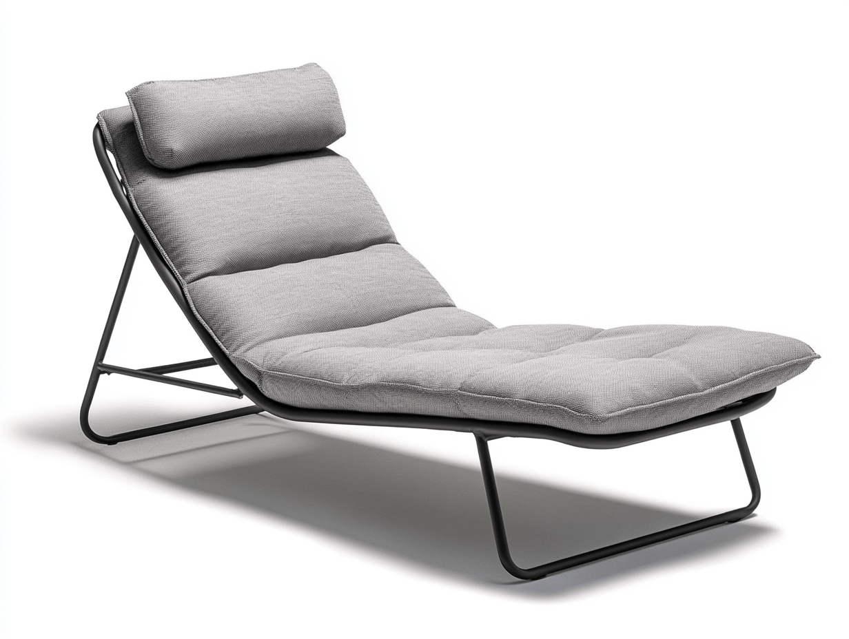 Leżak ogrodowy z poduszką – stalowa konstrukcja – tkanina szara – minimalistyczny design – 180×65×35 cm – stała pozycja – nowoczesny-Habitatvo