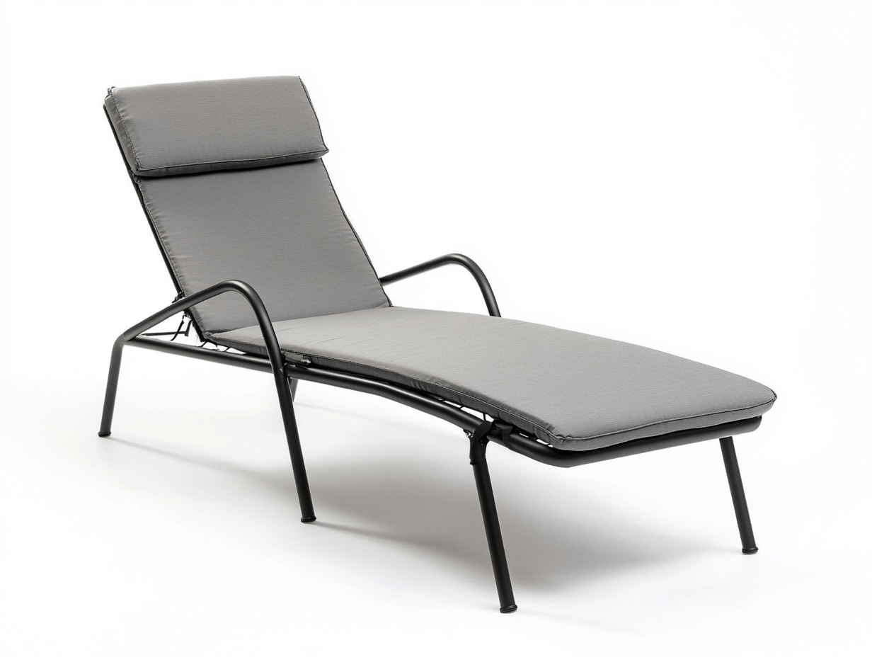 Leżak ogrodowy – stalowy stelaż – poduszki szare – regulowane oparcie – nowoczesny design-Habitatvo