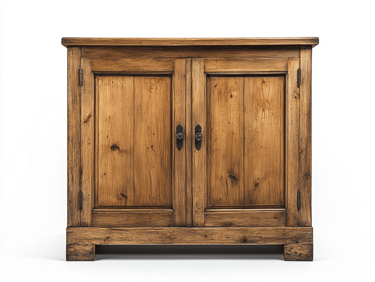 Komoda dwudrzwiowa – drewno sosnowe postarzane – 95×42×90 cm – rustykalne wykończenie – styl vintage-Habitatvo