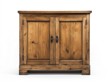 Komoda dwudrzwiowa – drewno sosnowe postarzane – 95×42×90 cm – rustykalne wykończenie – styl vintage-Habitatvo