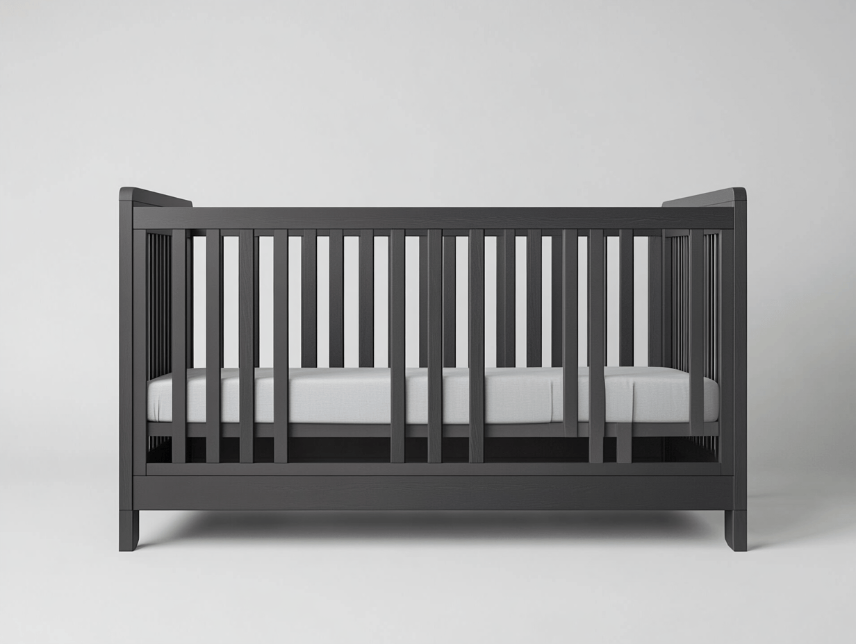 Łóżeczko dziecięce – drewno sosnowe – 140×70×85 cm – grafitowe – prostokątne z prostą ramą-Habitatvo