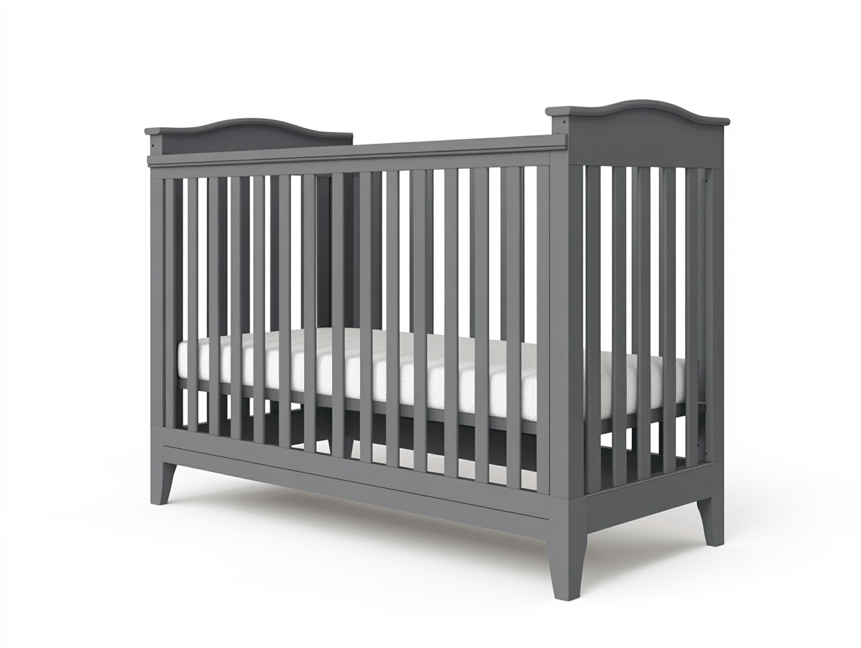 Łóżeczko dziecięce – drewno sosnowe – 140×70×95 cm – szare – klasyczne z ozdobnym wykończeniem-Habitatvo