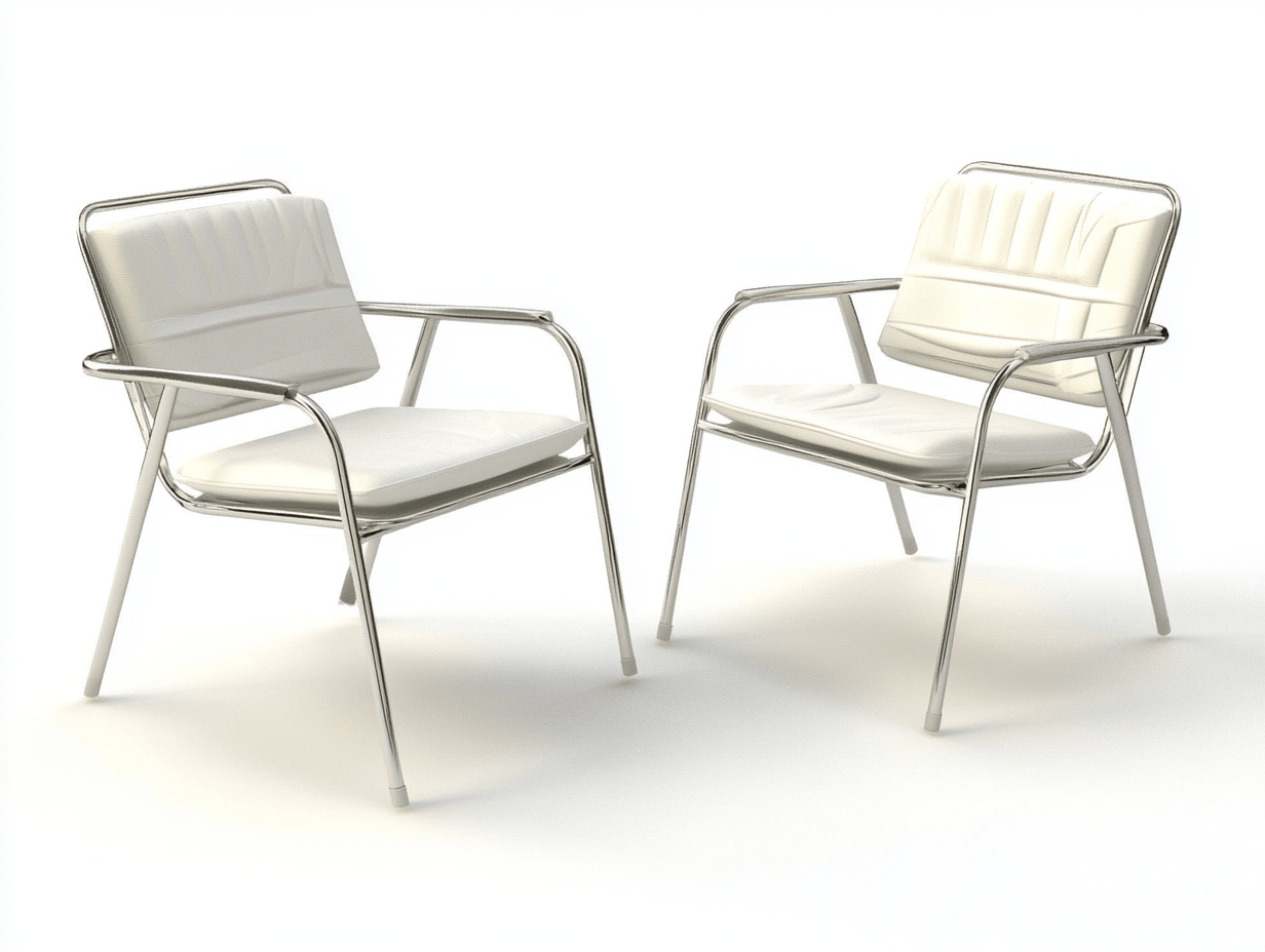 Fotel ogrodowy – metalowy stelaż – białe siedzisko – minimalistyczny design-Habitatvo