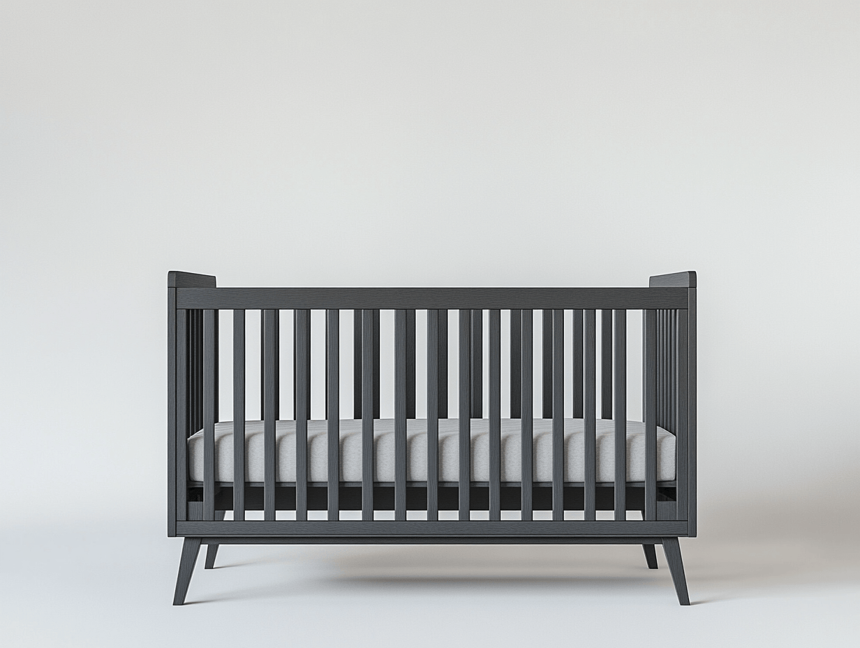 Łóżeczko dziecięce – drewno sosnowe – 140×70×88 cm – grafitowe – skandynawskie z nóżkami-Habitatvo