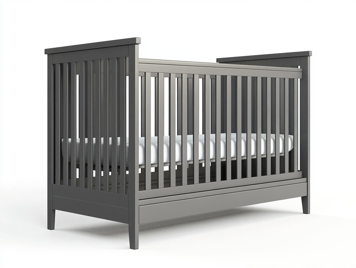 Łóżeczko dziecięce – drewno sosnowe – 140×70×90 cm – szare – klasyczne-Habitatvo