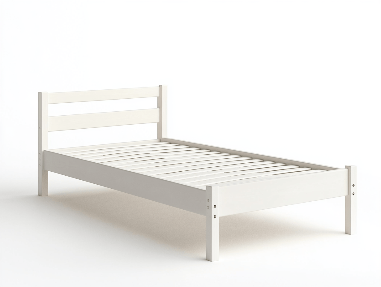 Łóżko pojedyncze – drewno sosnowe – 90×200 cm – białe – minimalistyczne-Habitatvo