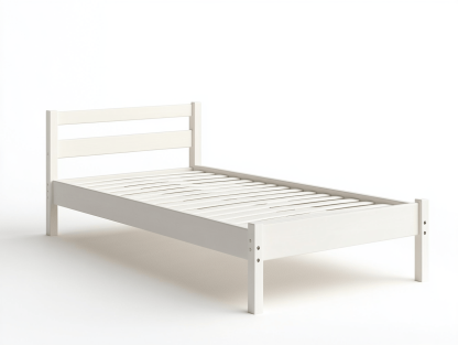 Łóżko pojedyncze – drewno sosnowe – 90×200 cm – białe – minimalistyczne-Habitatvo