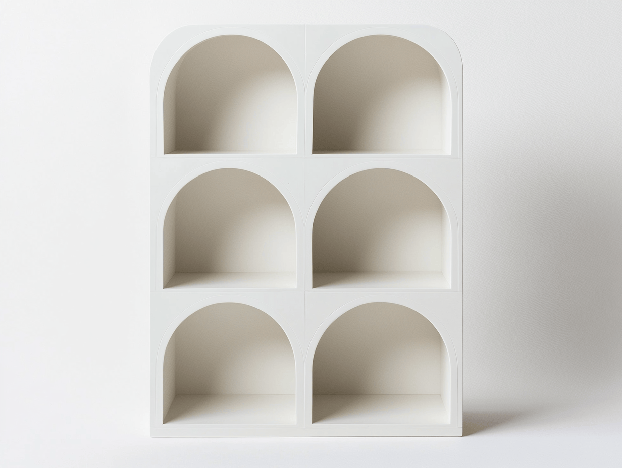 Regał z półkami w kształcie łuku – 6 wnęk – 80×30×120 cm – biały – nowoczesny design-Habitatvo
