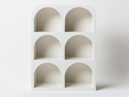 Regał z półkami w kształcie łuku – 6 wnęk – 80×30×120 cm – biały – nowoczesny design-Habitatvo